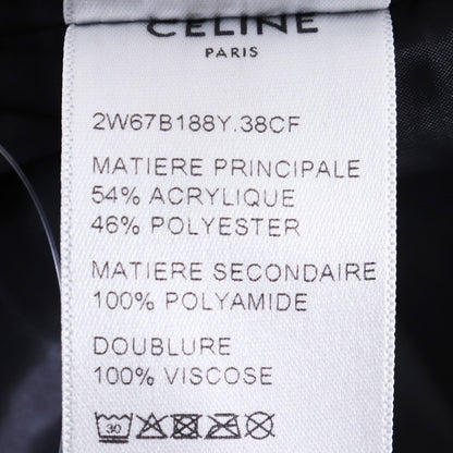 CELINE Camo Bi-Material Half-Zip Fleece Jacket Black Size 50