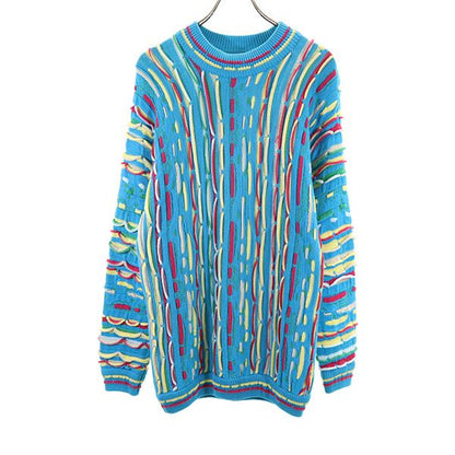 COOGI 90s Old 3D Pattern Cotton Knit Sweater Blue Size S
