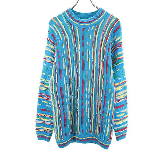 COOGI 90s Old 3D Pattern Cotton Knit Sweater Blue Size S