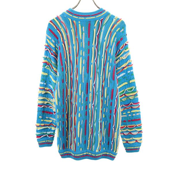 COOGI 90s Old 3D Pattern Cotton Knit Sweater Blue Size S