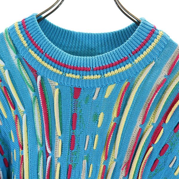 COOGI 90s Old 3D Pattern Cotton Knit Sweater Blue Size S