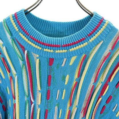COOGI 90s Old 3D Pattern Cotton Knit Sweater Blue Size S