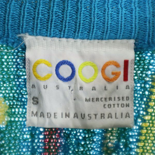 COOGI 90s Old 3D Pattern Cotton Knit Sweater Blue Size S