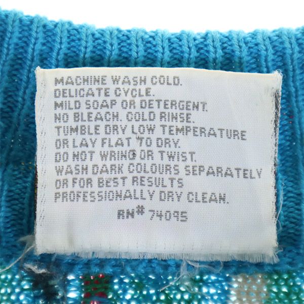 COOGI 90s Old 3D Pattern Cotton Knit Sweater Blue Size S