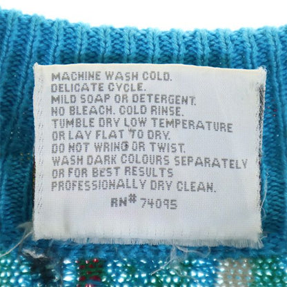 COOGI 90s Old 3D Pattern Cotton Knit Sweater Blue Size S