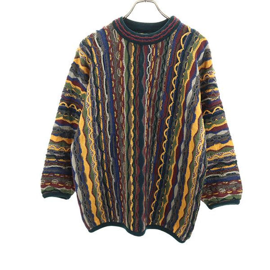 COOGI 90s Old 3D Pattern Wool Knit Sweater Green Size S