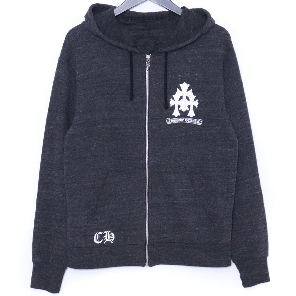 CHROME HEARTS Old Cemetery Cross Dagger Hoodie Gray Size S
