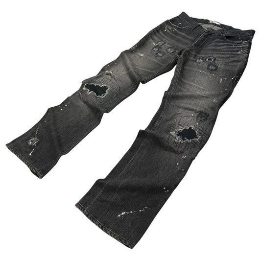 NUMBER (N)INE 01AW "STANDARDS" Grunge Jeans Black Pants Size 30