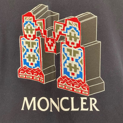 MONCLER Embroidered Round Neck Sweatshirt Navy Size S
