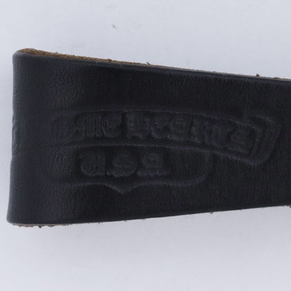 CHROME HEARTS Cross Ball Button Leather Loop Black Belt Size F