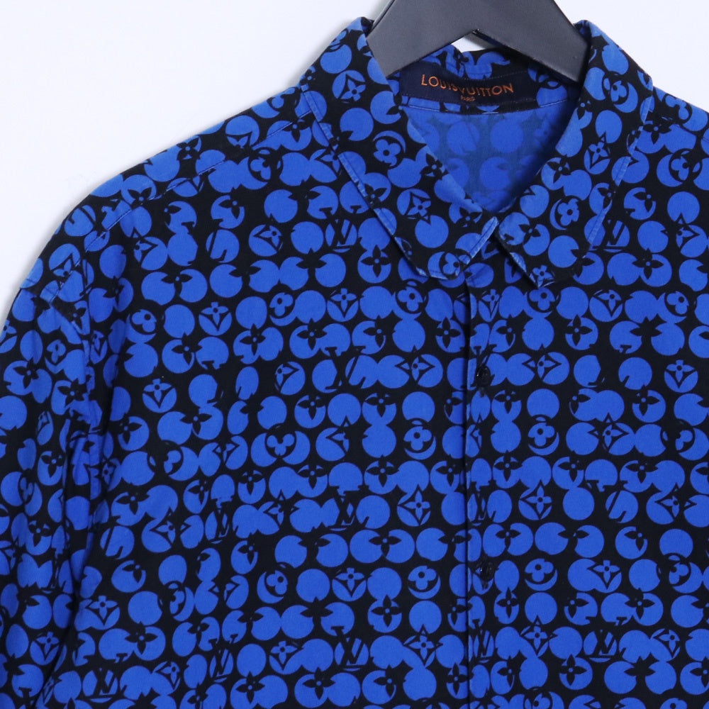 Louis Vuitton 19AW Perforated Monogram Blue Shirt Size XL