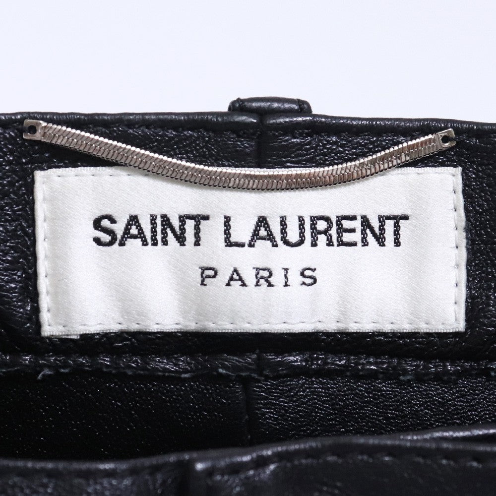 SAINT LAURENT Lamb Leather Skinny Pants Black Size 46