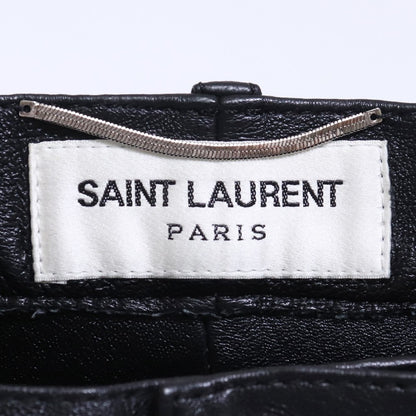 SAINT LAURENT Lamb Leather Skinny Pants Black Size 46