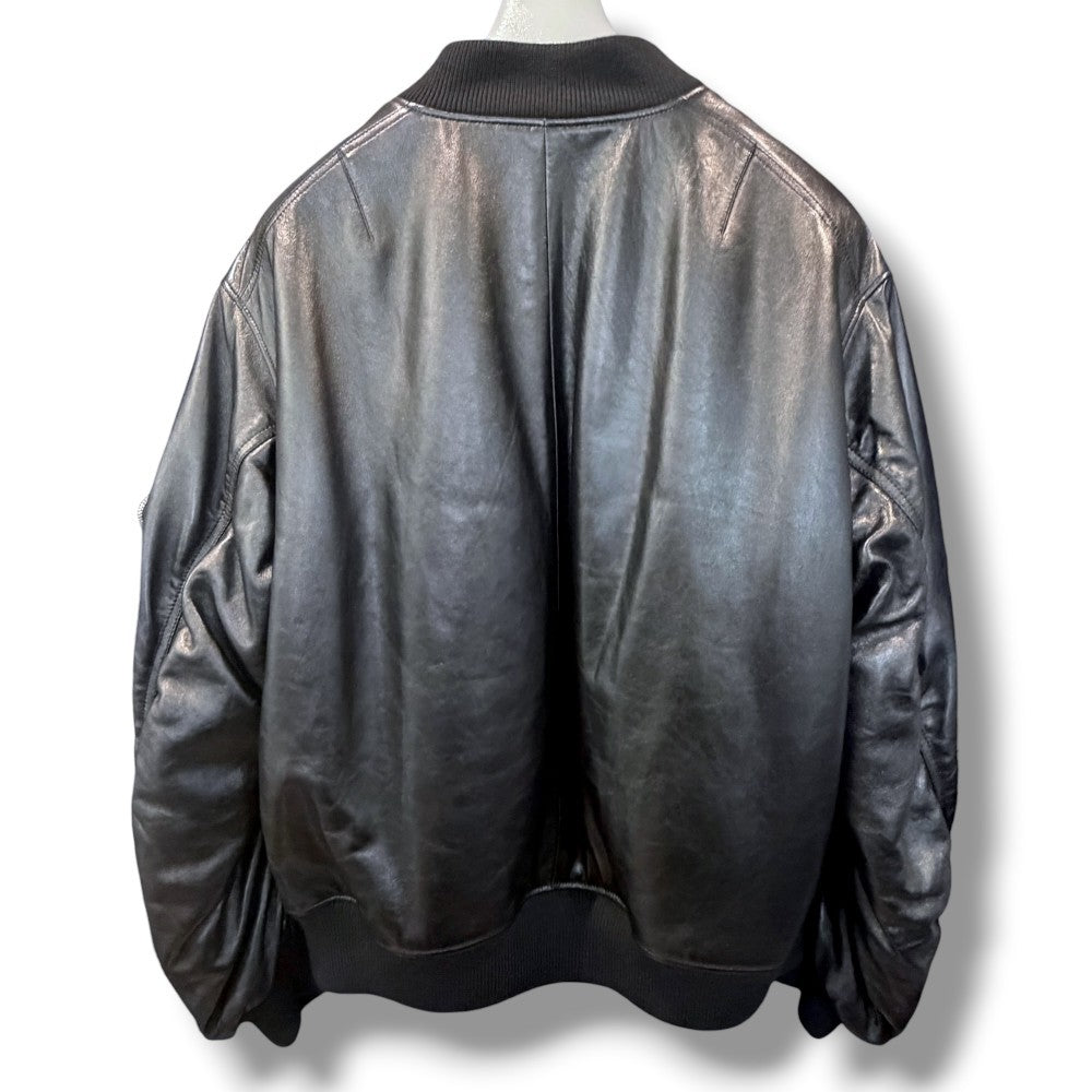 PRADA Nappa Leather MA-1 Bomber Jacket Black Size 50
