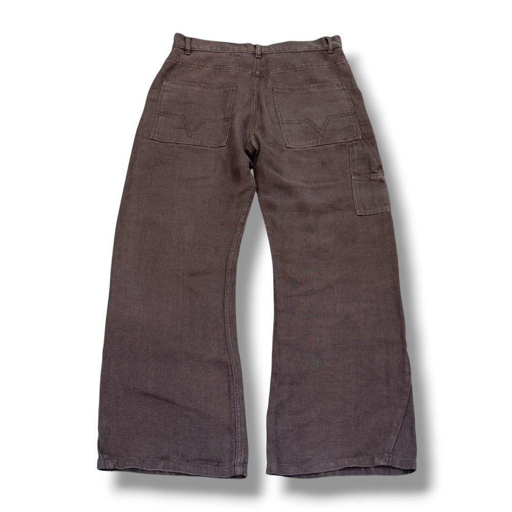 NO MAINTENANCE Baggy Carpenter Linen Pants Brown Size 32