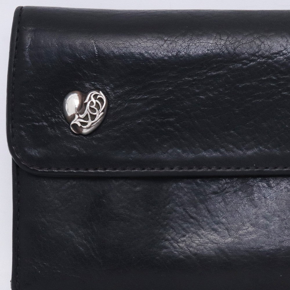 Chrome Hearts Wave Wallet Heart Button Heavy Leather Size F