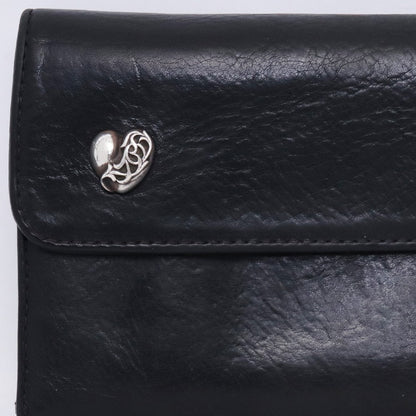Chrome Hearts Wave Wallet Heart Button Heavy Leather Size F