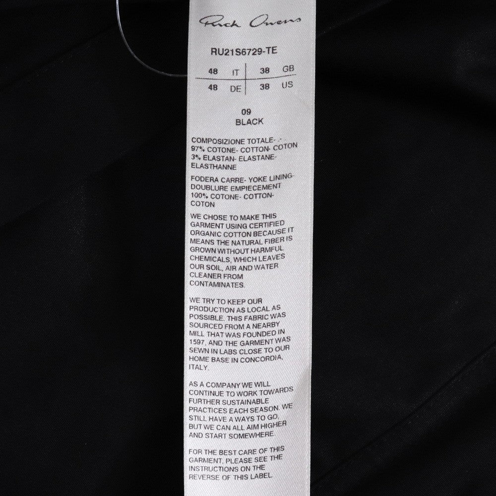 RICK OWENS 21SS Oversized Shirt Jacket Black Size 48