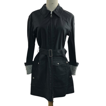 LOUIS VUITTON Monogram Zip Coated Macintosh Coat Size 34