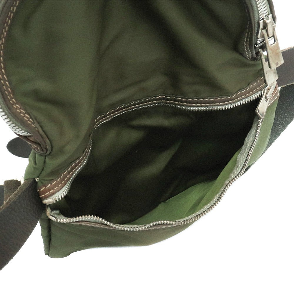 GUIDI Nylon & Leather Shoulder Bag Khaki Size F
