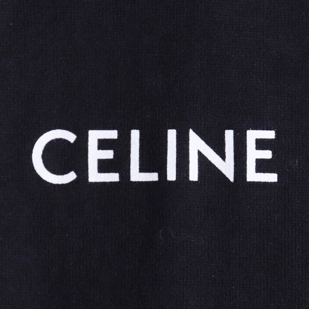 CELINE 38AW Small Logo Print Loose T-Shirt Black Size XS