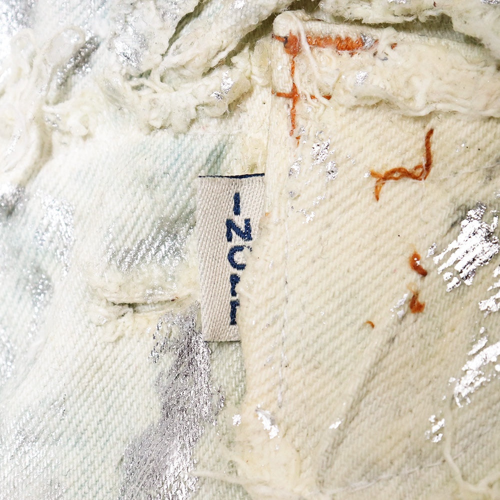INNOCENCE NYC Metallic Patchwork Distressed Denim Size 34