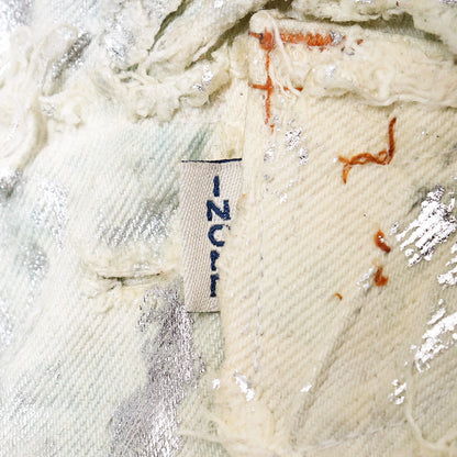 INNOCENCE NYC Metallic Patchwork Distressed Denim Size 34