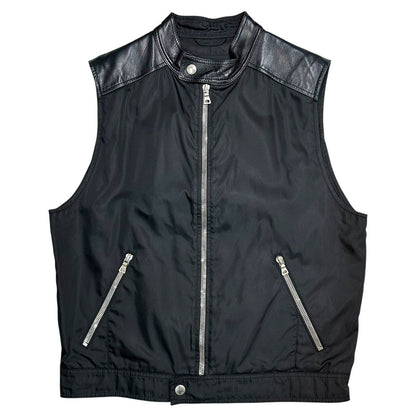 PRADA 1996 Archive Leather Nylon Docking Vest Black Size M