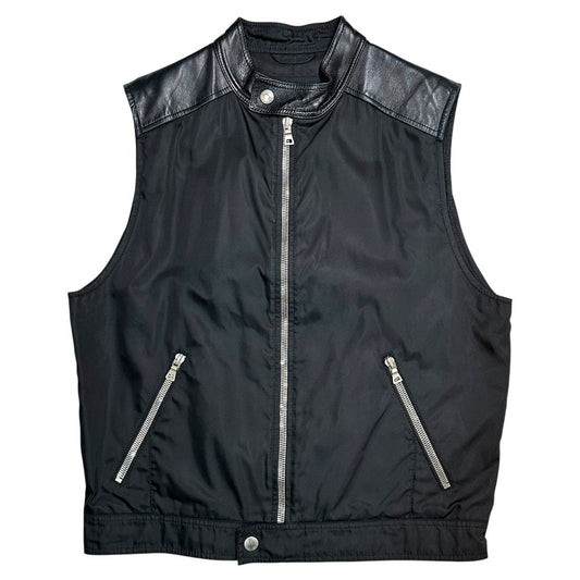 PRADA 1996 Archive Leather Nylon Docking Vest Black Size M