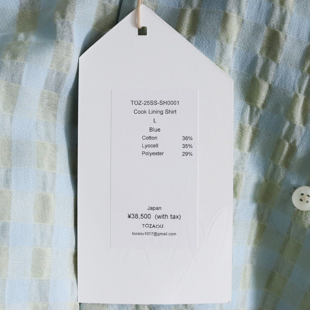 TOZAOU 25SS Cook Lining Check Shirt Blue Size L
