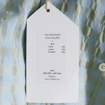TOZAOU 25SS Cook Lining Check Shirt Blue Size L