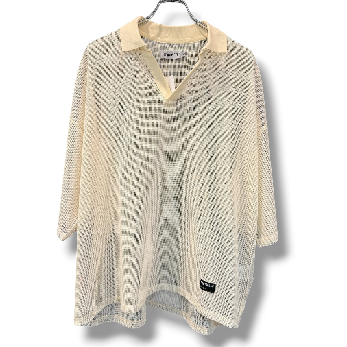TIGHTBOOTH Mesh Skipper Shirt White Short Sleeve Size XL