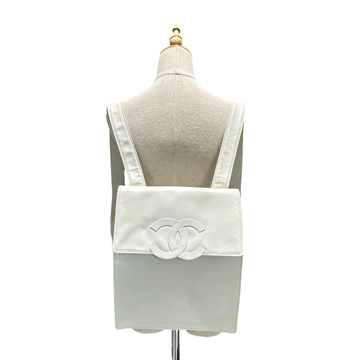 CHANEL 2000s CC Logo Backpack White