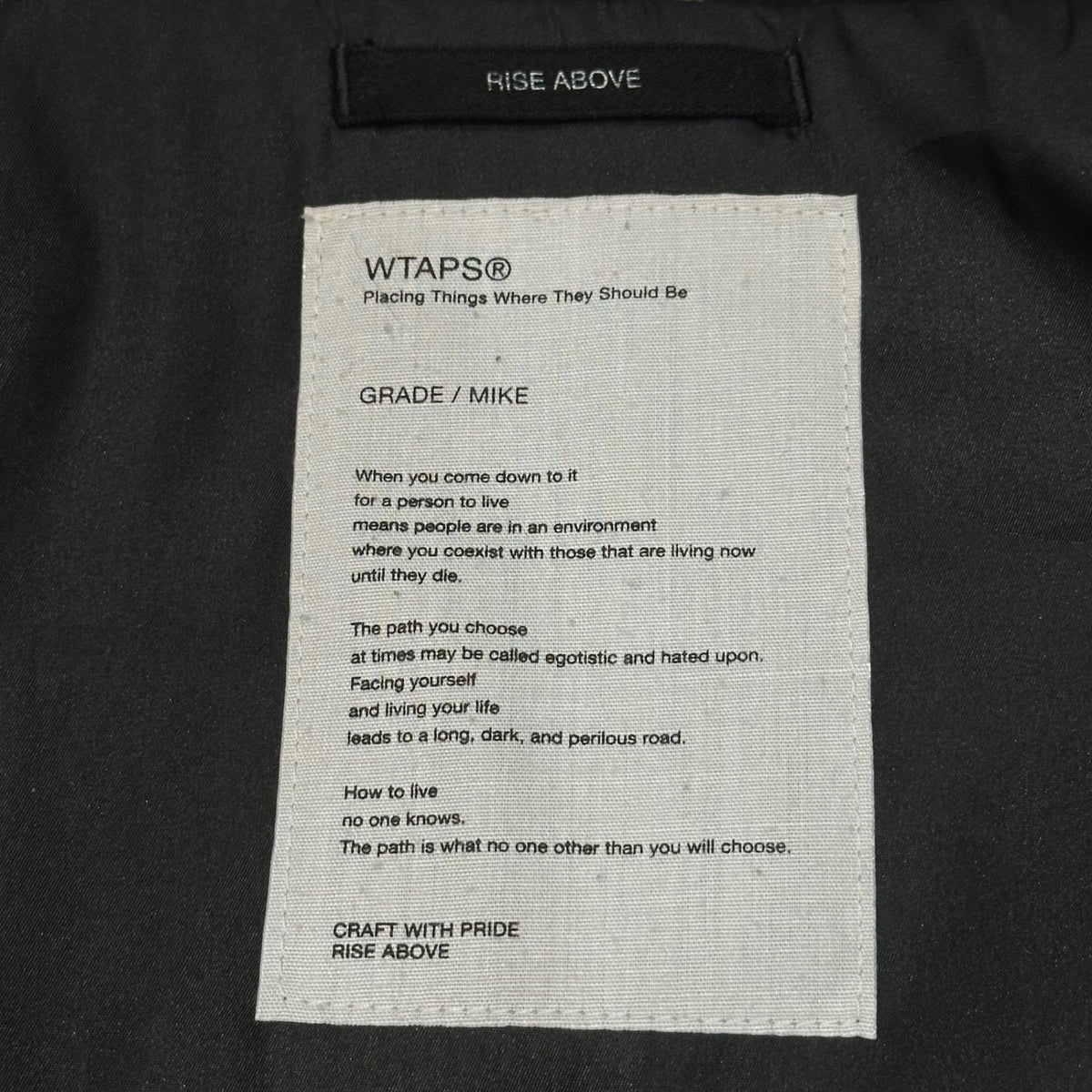 WTAPS 09AW Sherpa Field Nylon Taffeta Jacket Black Size M