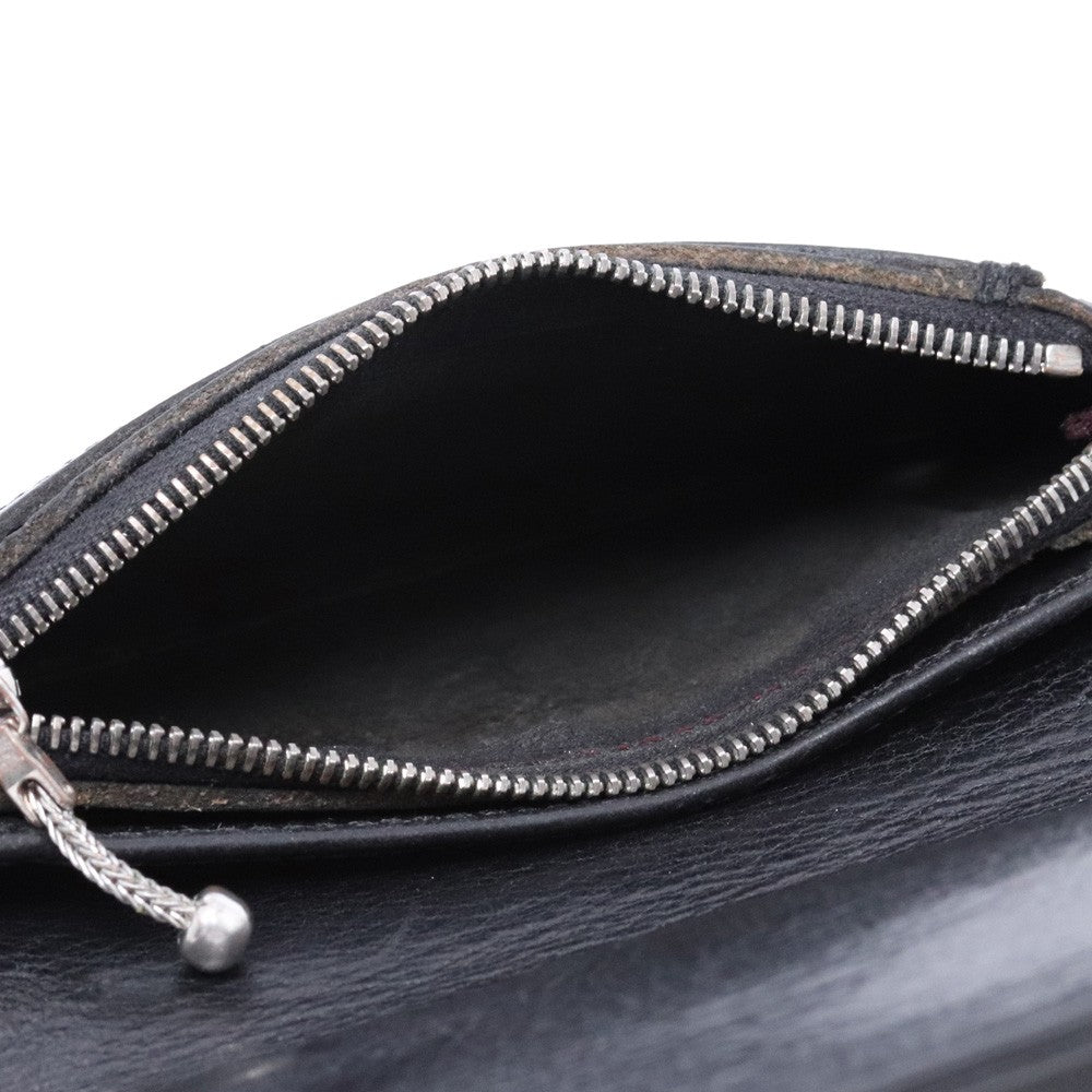 CHROME HEARTS 1Zip Cross Button Leather Wallet Black Size F
