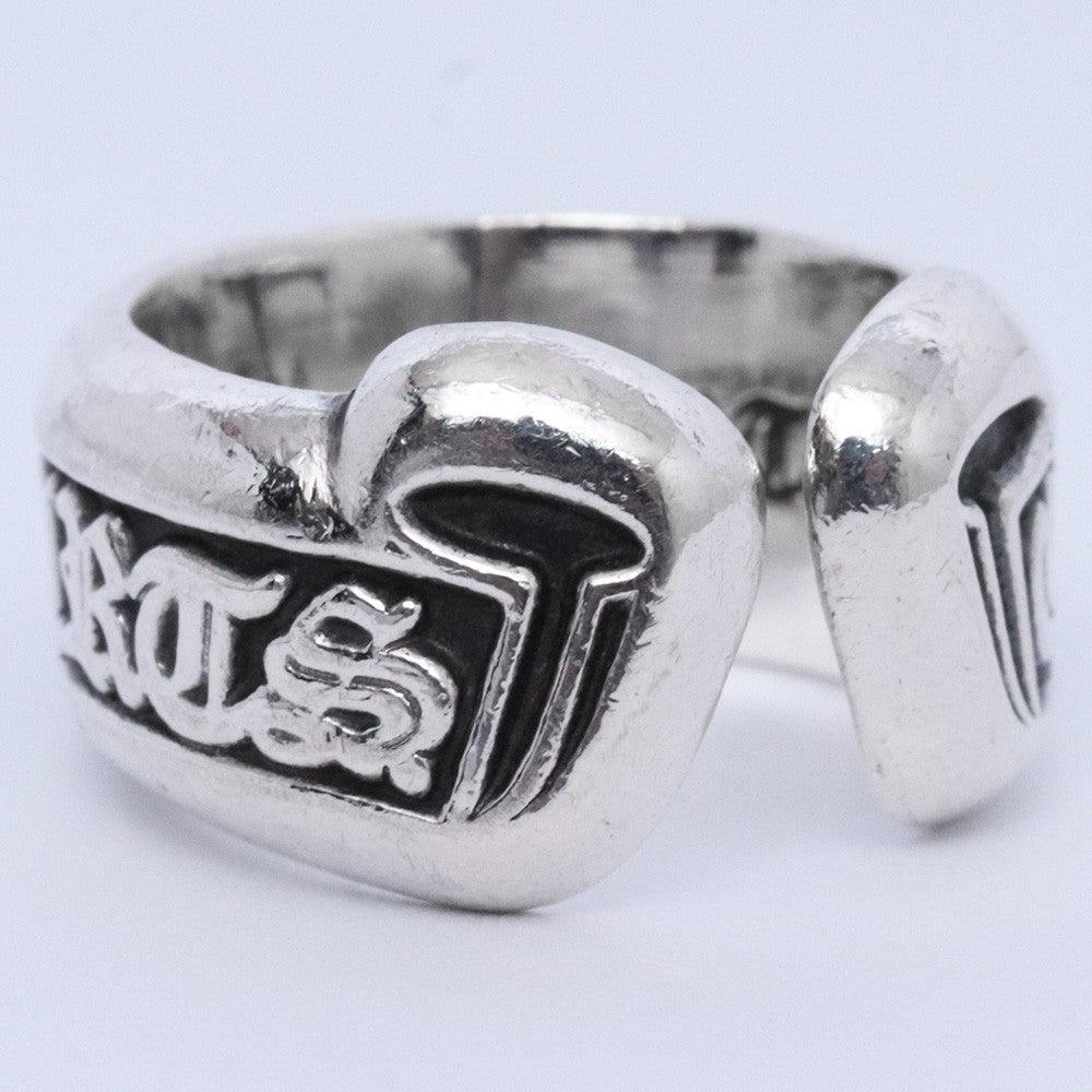 Chrome Hearts Small Scroll Label Ring Silver Size JP 4.5