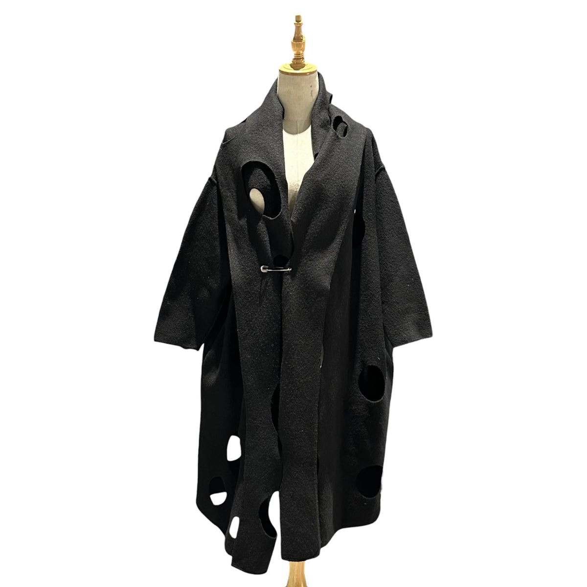 COMME des GARCONS 02SS Cut-Out Wool Cape Black Jacket Size FREE