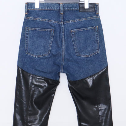 JOHN LAWRENCE SULLIVAN Leather Denim Jeans & Black Size L