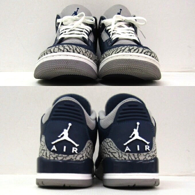 NIKE AIR JORDAN 3 RETRO Navy/White Sneakers Size 29cm