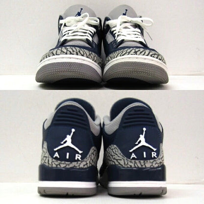 NIKE AIR JORDAN 3 RETRO Navy/White Sneakers Size 29cm