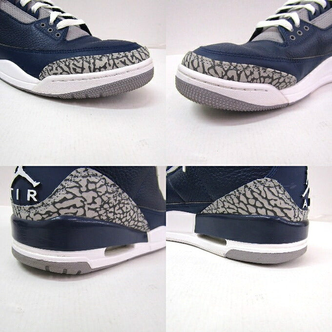 NIKE AIR JORDAN 3 RETRO Navy/White Sneakers Size 29cm
