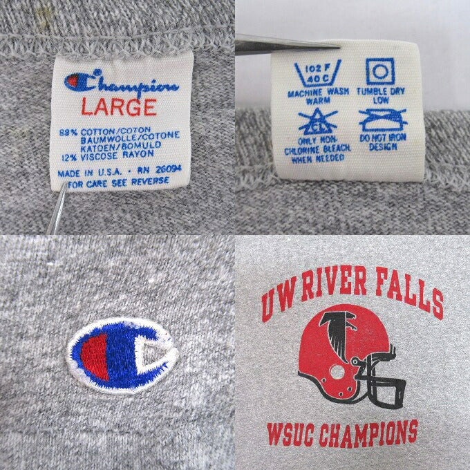 Champion 80s Print Long Sleeve T-Shirt Gray Size L