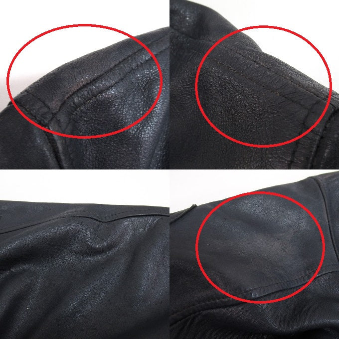 French Army 70's Pilot Leather Jacket Blue Size 96M