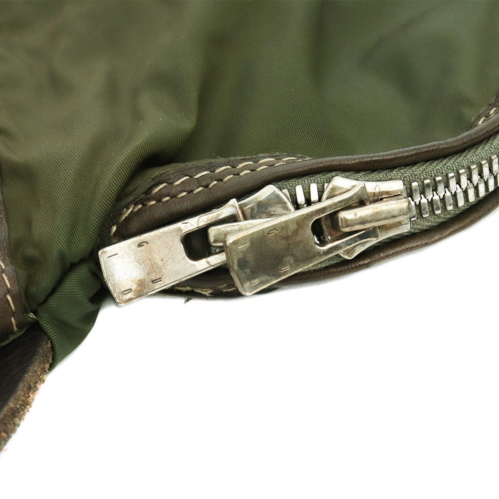 GUIDI Nylon & Leather Shoulder Bag Khaki Size F
