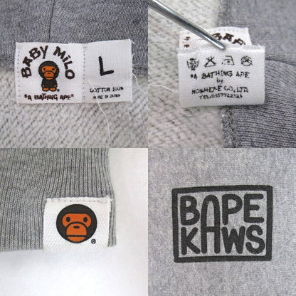 A BATHING APE x KAWS Baby Milo Zip Hoodie Gray Size L