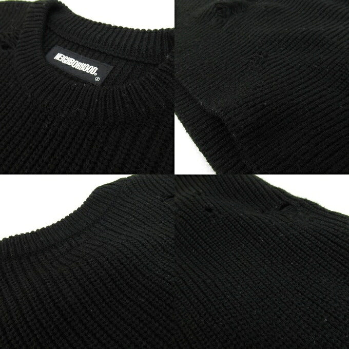 NEIGHBORHOOD SAVAGE Crew Knit Sweater Black Size S