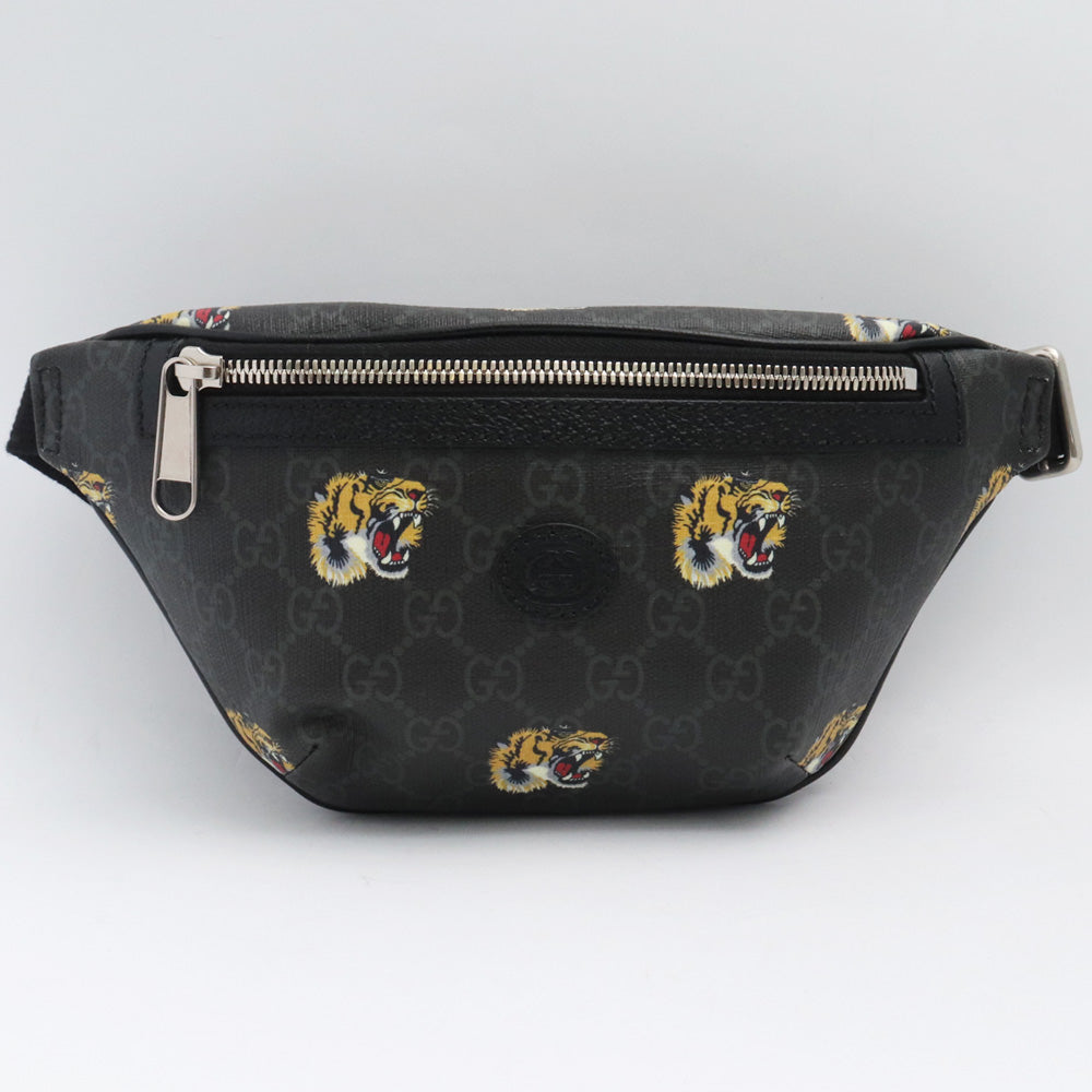 GUCCI GG Supreme Tiger Print Waist Bag Black Size 90