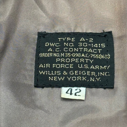Willis&Geiger 90s USA Made Type A-2 Jacket Brown Size 42