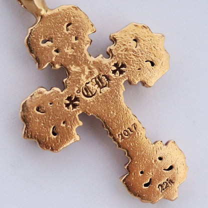 Chrome Hearts 22K Filigree Cross Tiny Pendant Gold Size F