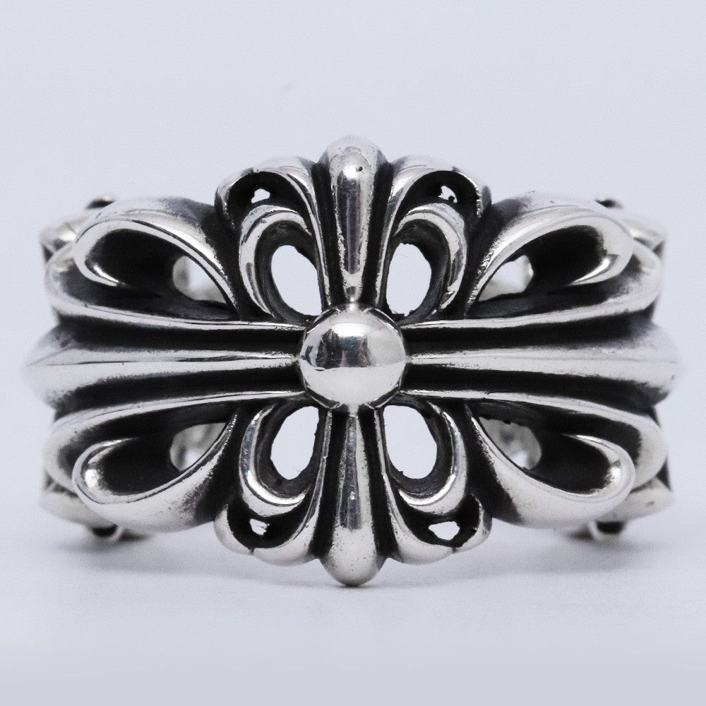 CHROME HEARTS Double Floral Cross Ring Silver Size ONE SIZE